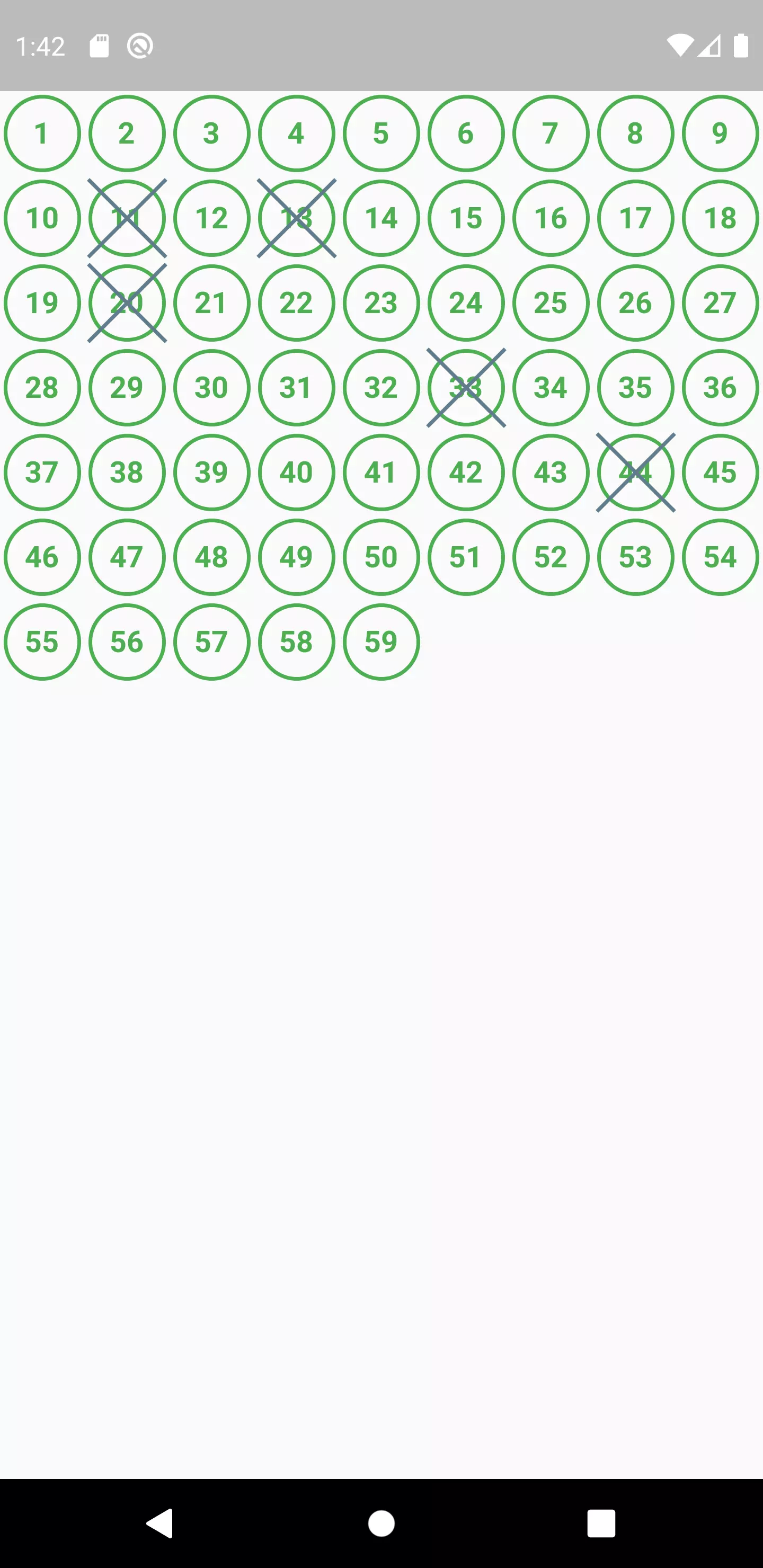 Flutter lotto static GridView crossed Flutter lotto static GridView crossed